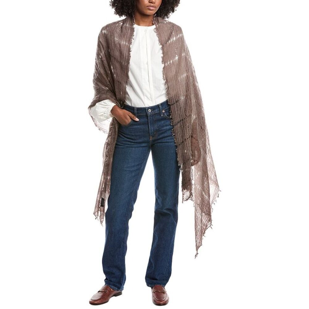 Forte Cashmere Open Weave Shawl, Brown